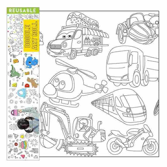 Reusable Doodle Art Roll - Transport Theme (2 meters)