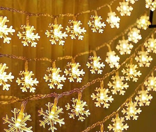 Christmas Snowflake Light Battery Powered Waterproof 14 LED 3M Garden Fairy Lights for Christmas Festival Home Party Decorations